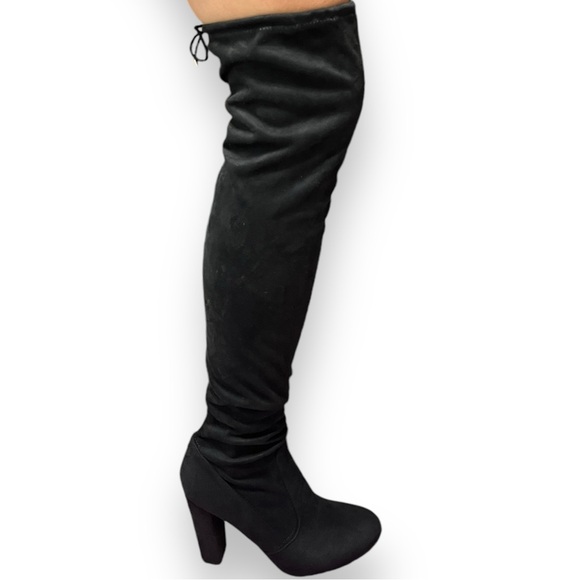 Women's Sexy Black Suede Over the Knee High Tall Boots Lace Up Boots Size 8 - Picture 1 of 8